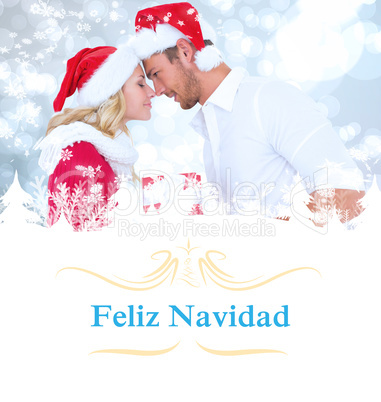 Composite image of young festive couple