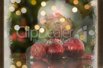 Composite image of santa is thinking about something