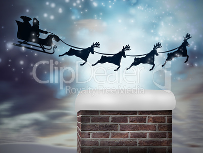 Composite image of santa flying his sleigh