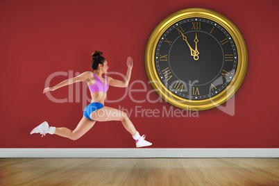 Composite image of fit brunette running