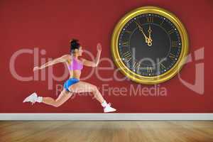 Composite image of fit brunette running