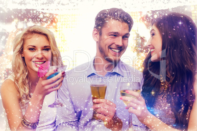 Composite image of friends toasting