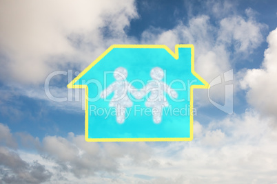 Composite image of cloud in shape of couple