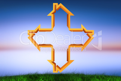 Composite image of cross made of houses