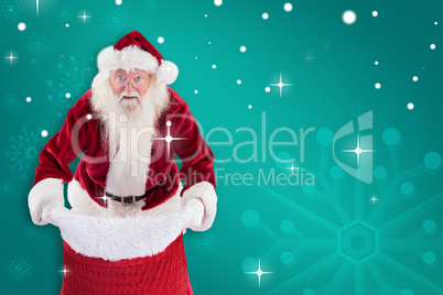 Composite image of santa open his red bag