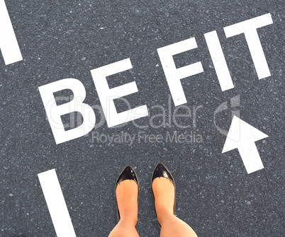 Composite image of businesswomans feet