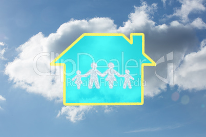 Composite image of cloud in shape of family