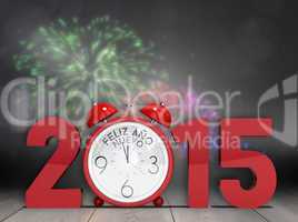 Composite image of 2015 with alarm clock