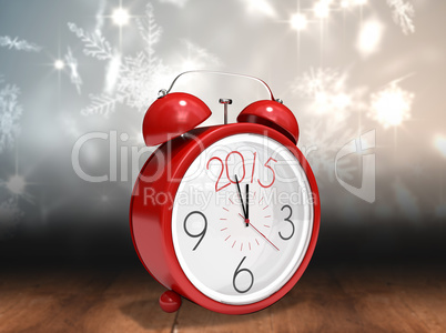 Composite image of 2015 in red alarm clock