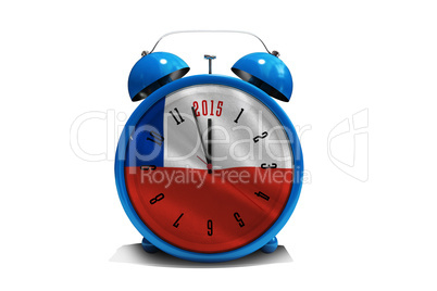 Composite image of 2015 in blue alarm clock