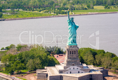 Aerial view of Statue of Liberty, New York City