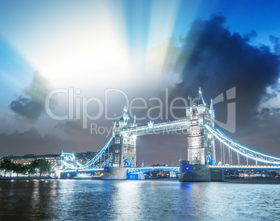 A beautiful view of Tower Bridge in London at night