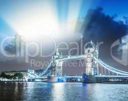 A beautiful view of Tower Bridge in London at night