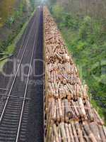 Holzladung auf einem Güterzug