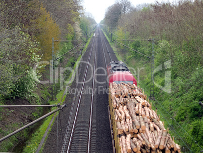 Güterzug mit Holzladung