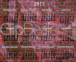 calendar for 2015 year in English and French