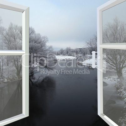 open window to the winter river