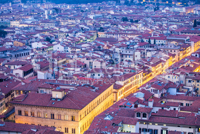 Rooftops of Florence. Wonderful medieval city skyline at dusk