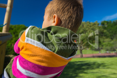 young boy climbing