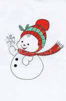 The Christmas snowman with red hat snowflake