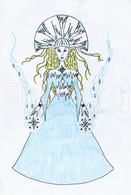 The Christmas snowqueen with snowflakes