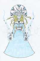 The Christmas snowqueen with snowflakes