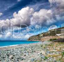Beautiful caribbean beach of Saint Maarten, Dutch Antilles