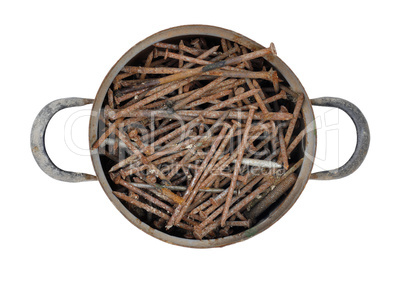 saucepan full of rusty nails