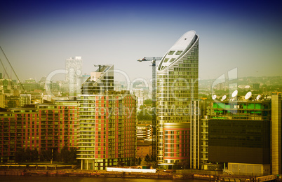 London aerial skyline and skyscrapers