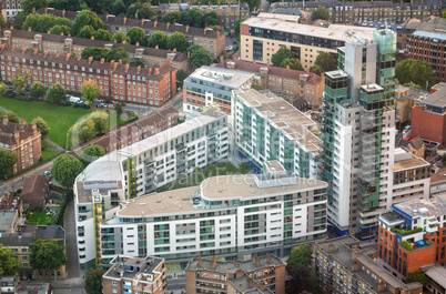 Old and modern city buildings - London aerial view