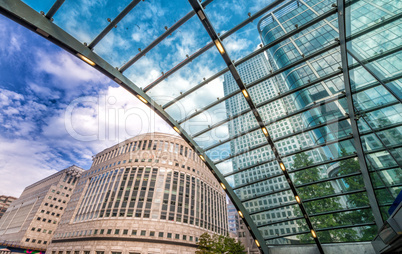 LONDON - SEPTEMBER 28, 2013: Buildings of Canary Wharf as seen f