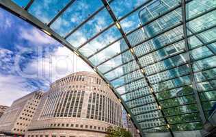 LONDON - SEPTEMBER 28, 2013: Buildings of Canary Wharf as seen f