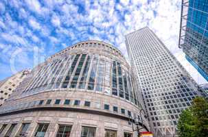 LONDON - SEPTEMBER 28, 2013: Buildings of Canary Wharf as seen f