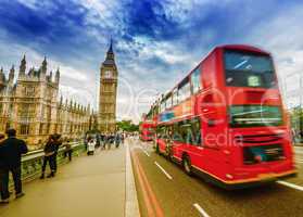 Red Double Decker bus and Big Ben, symbols of London
