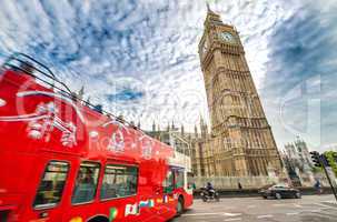 Red Double Decker bus and Big Ben, symbols of London