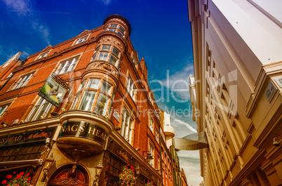 LONDON - SEPTEMBER 27, 2013: Old city buildings on a sunny day.