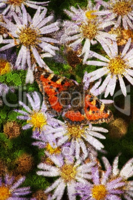 Double exposure of floral objects