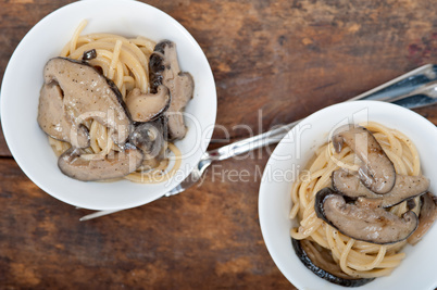 Italian spaghetti pasta and mushrooms