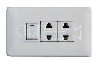 Electric switch and sockets on a white background