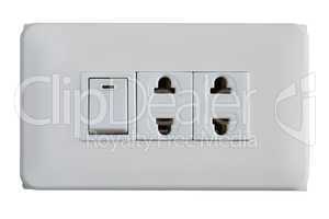 Electric switch and sockets on a white background
