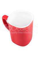 White in red cup isolated on white background