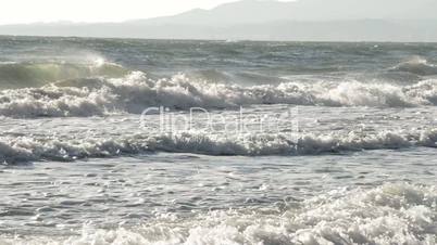 Beach mediterranean with rough waves