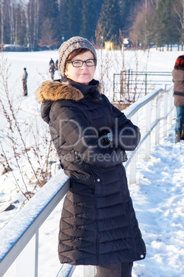 Woman in winter walk