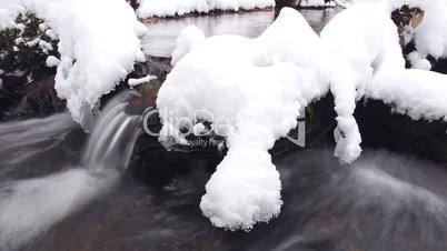 Wasserfall mit Schnee