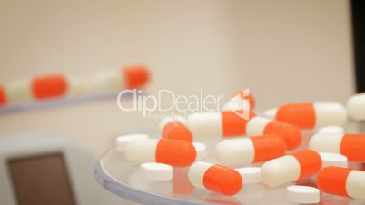 Medical pills and tablets rotating