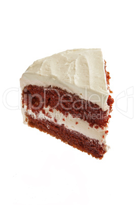 Red velvet cake slice isolated on white background