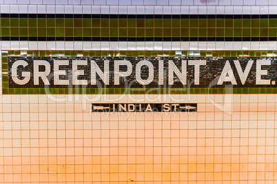 Greenpoint Avenue subway station sign, New York