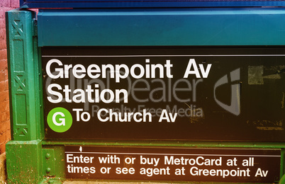 Greenpoint Avenue subway station sign, New York