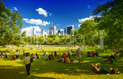 CENTRAL PARK, NEW YORK - JUNE 14, 2013: People enjoy outdoor lif