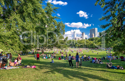 CENTRAL PARK, NEW YORK - JUNE 14, 2013: People enjoy outdoor lif